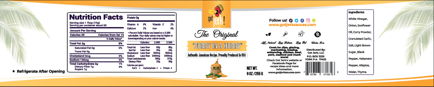 Got Jerk! Curry in a Hurry | Authentic Recipe | 9 oz Bottle