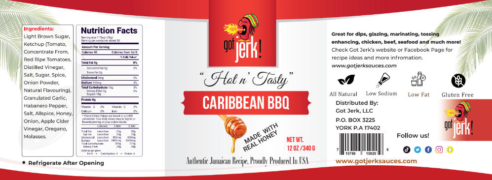 Hot n’ Tasty Caribbean BBQ | Authentic Recipe | 12 oz. Bottle